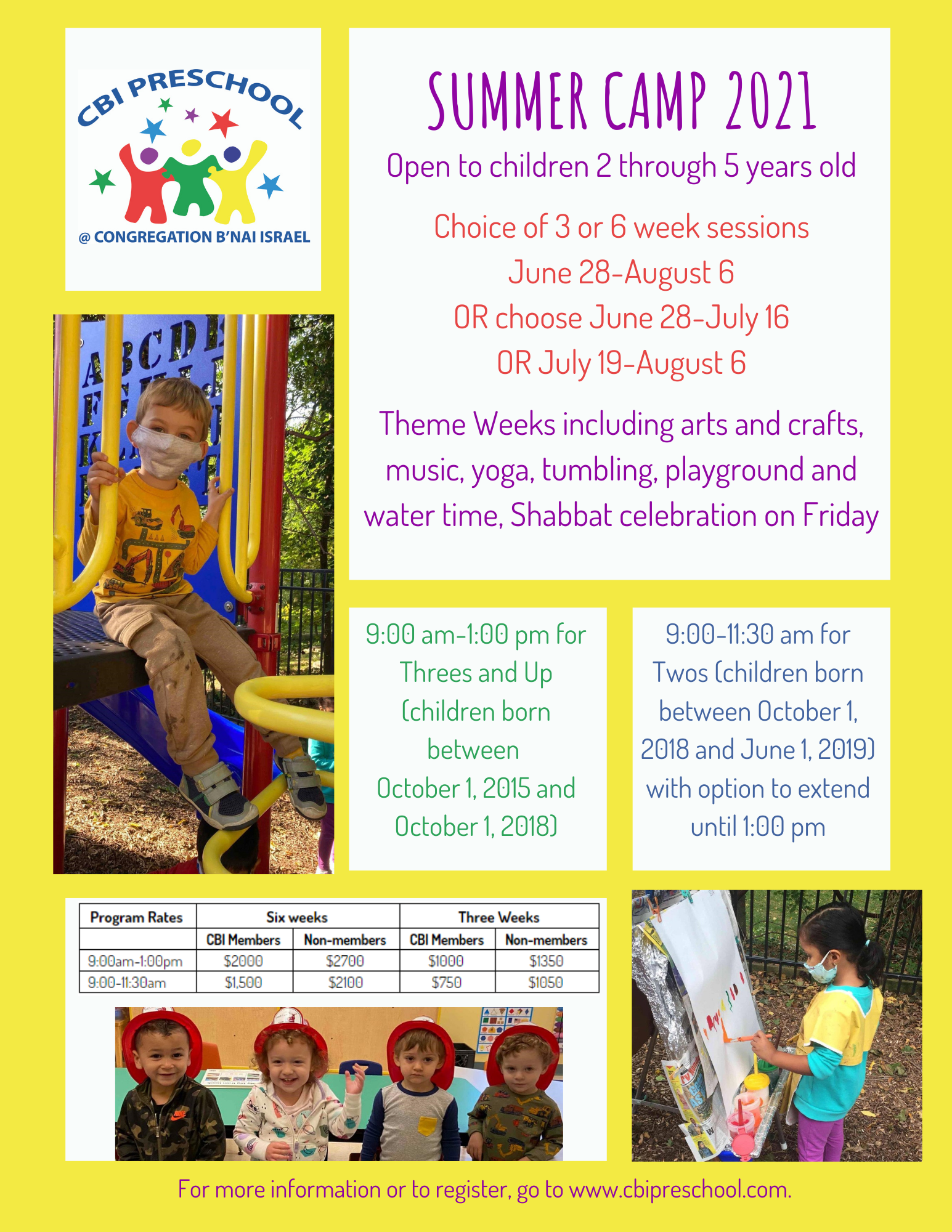 2021 Summer Mini Camp Cbi Preschool Jewish Preschool In Millburn Nj